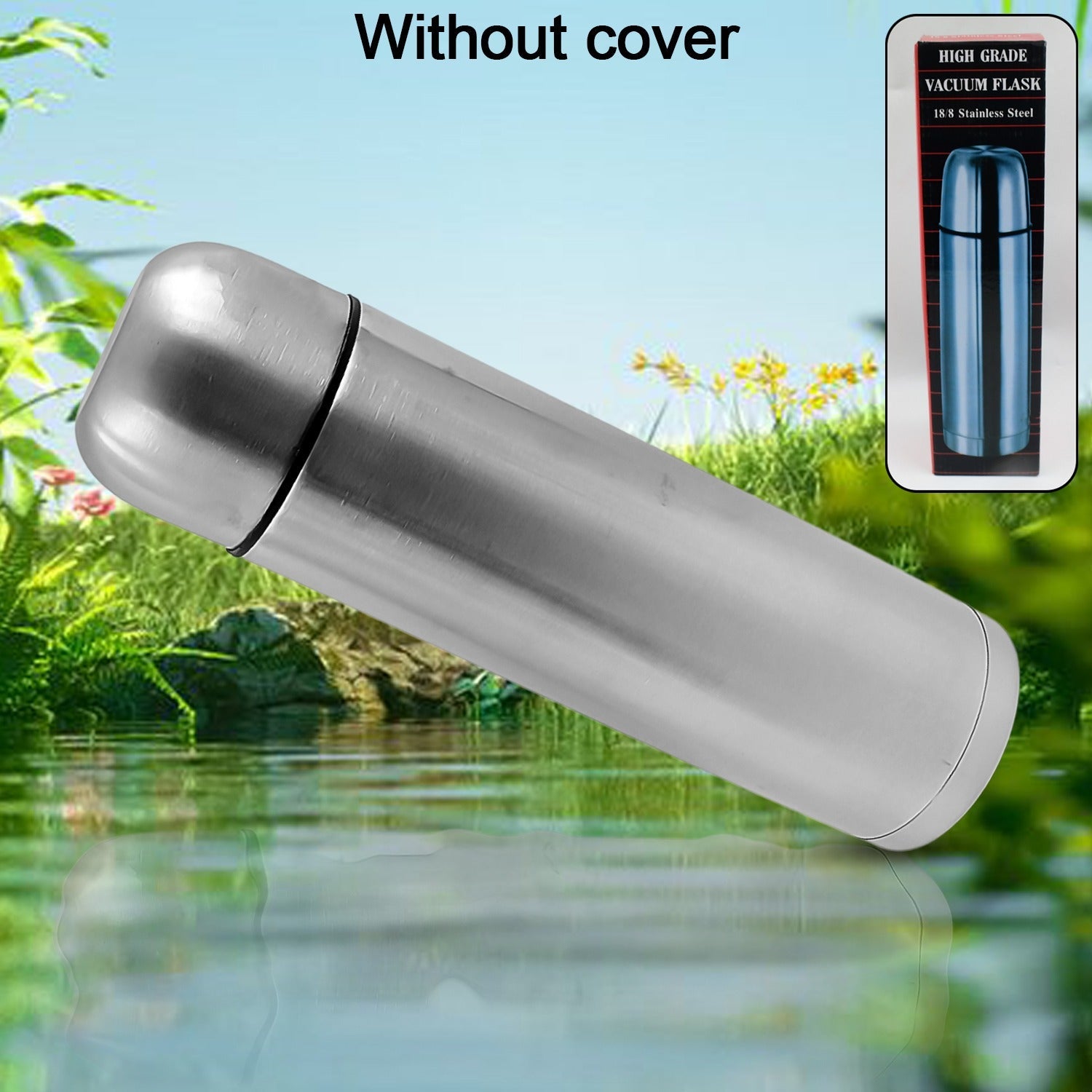 Vacuum Flask Without Cover, 18/8 Stainless Steel | Hot and Cold Water Bottle with Push-Down Lid | Double Walled Stainless Steel Bottle for Travel, Home, Office, School, Picnic (750 ML / Without Cover) Vacuum Flask Without Cover, 18/8 Stainless Steel | Hot and Cold Water Bottle with Push-Down Lid | Double Walled Stainless Steel Bottle for Travel, Home, Office, School, Picnic (750 ML / Without Cover)